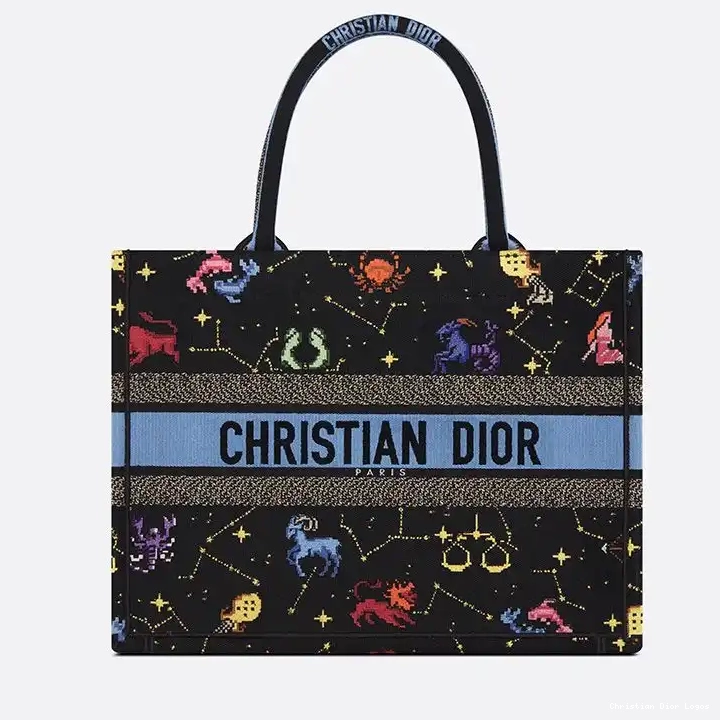 Dior Canvas Pixel Black Zodiac Book Motif Tote 0508 Luxury